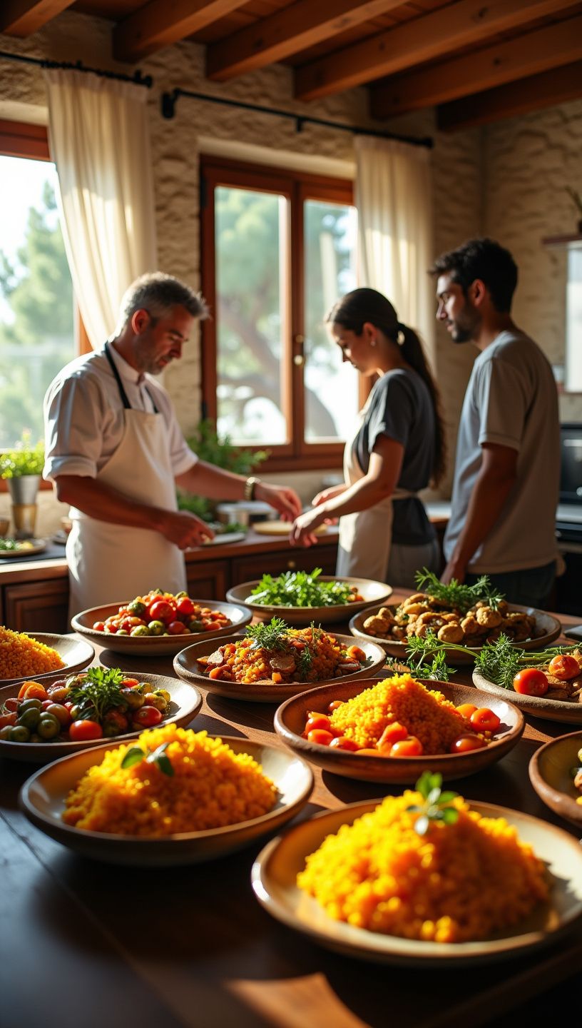 Ατομα που ασκούνται σε γιόγκα με παραδοσιακά ελληνικά τοπία στο βάθος, συνδυάζοντας τη φύση με την ευεξία.