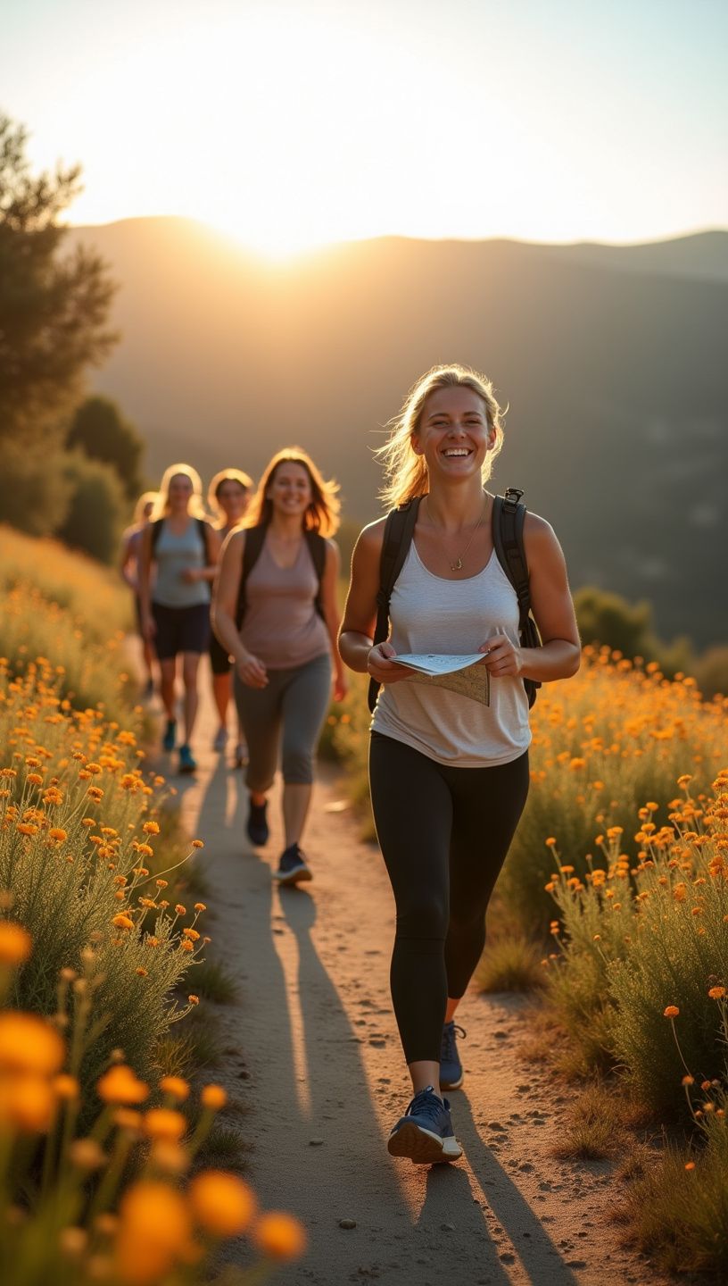 Ηλιοβασίλεμα πάνω από την παραλία, με ανθρώπους να ασκούνται στη γιόγκα.
